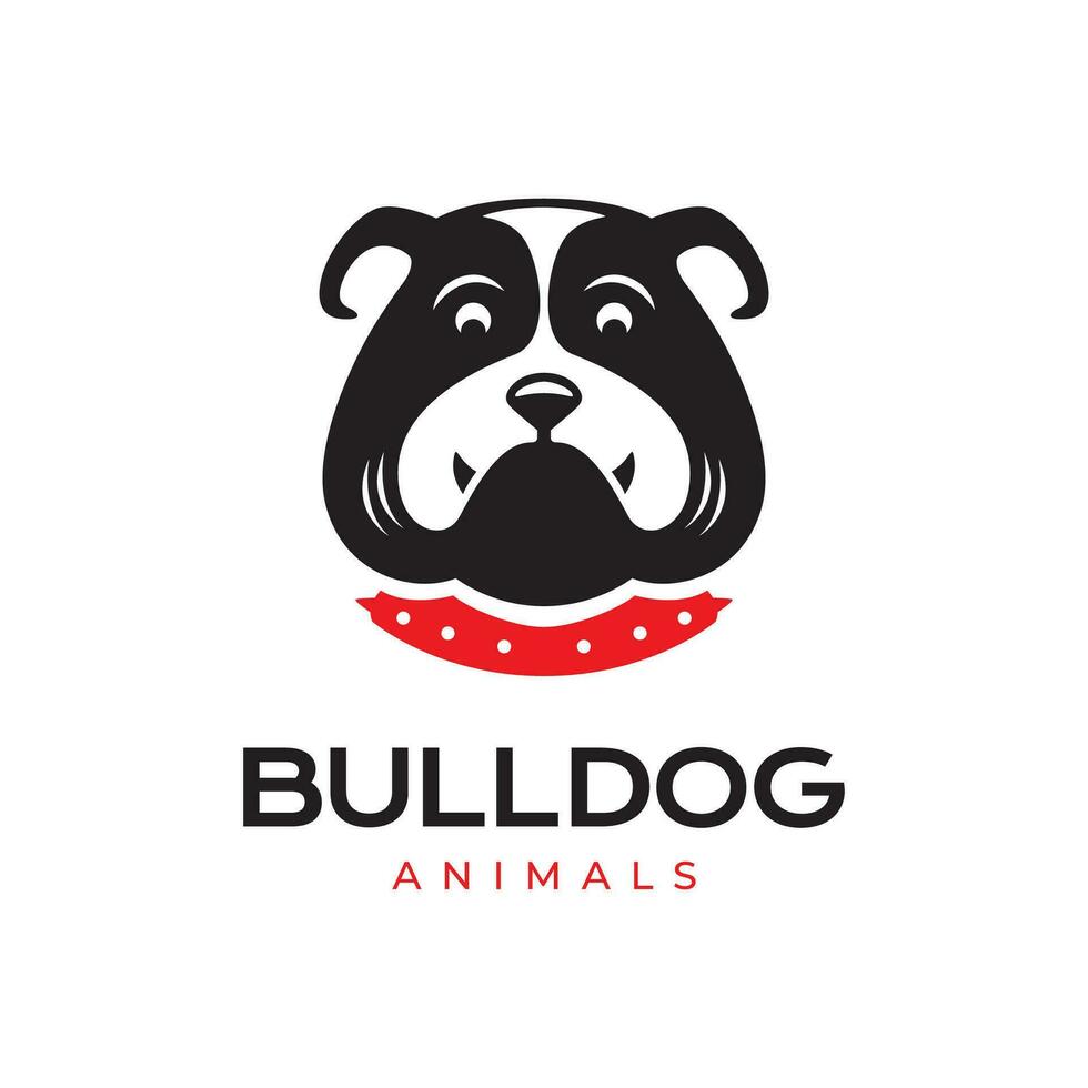 bulldog hoofd hond zwart huisdieren mascotte tekenfilm modern minimaal gemakkelijk logo icoon vector illustratie