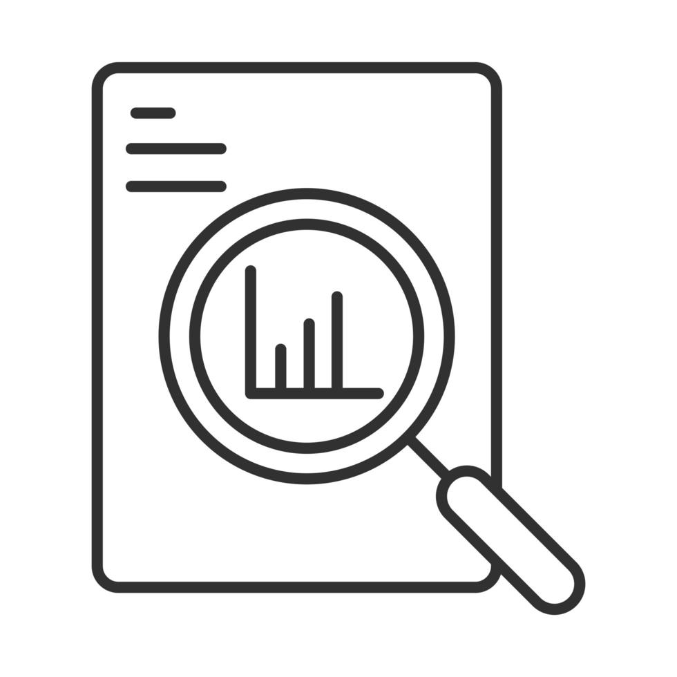 data-analyse document informatie grafiek economie vergrootglas lijn icoon vector