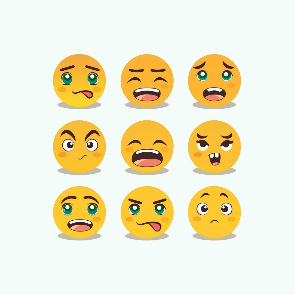 geel emoticons reeks grappig gezicht vector