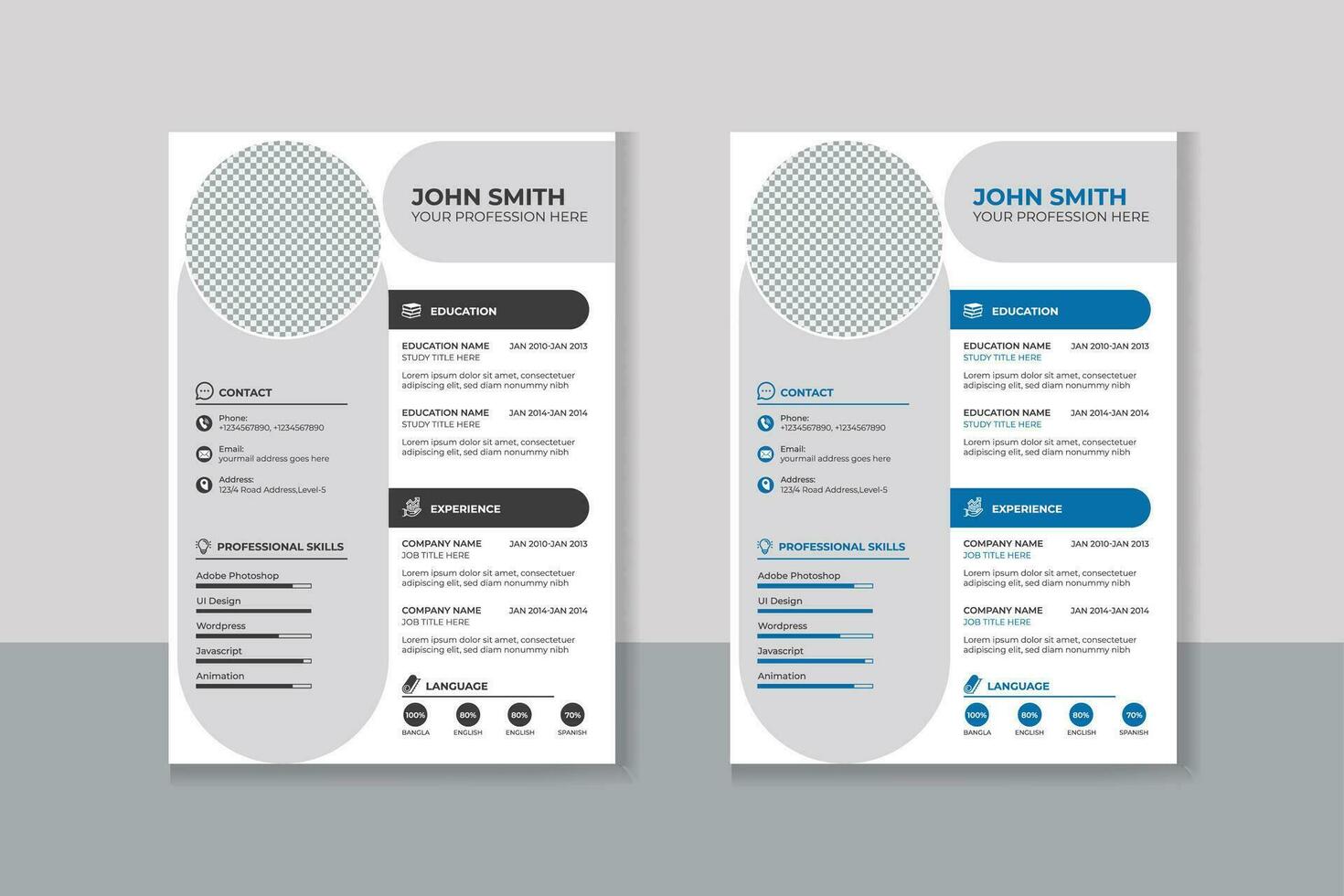 minimalistische hervat CV sjabloon met mooi hoor typografie vector