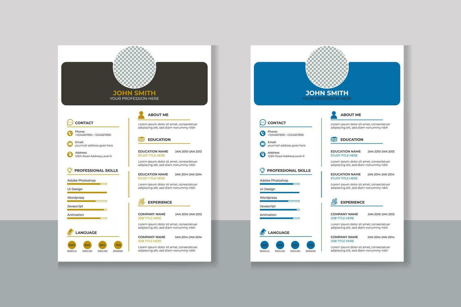 minimalistische hervat CV sjabloon met mooi hoor typografie vector