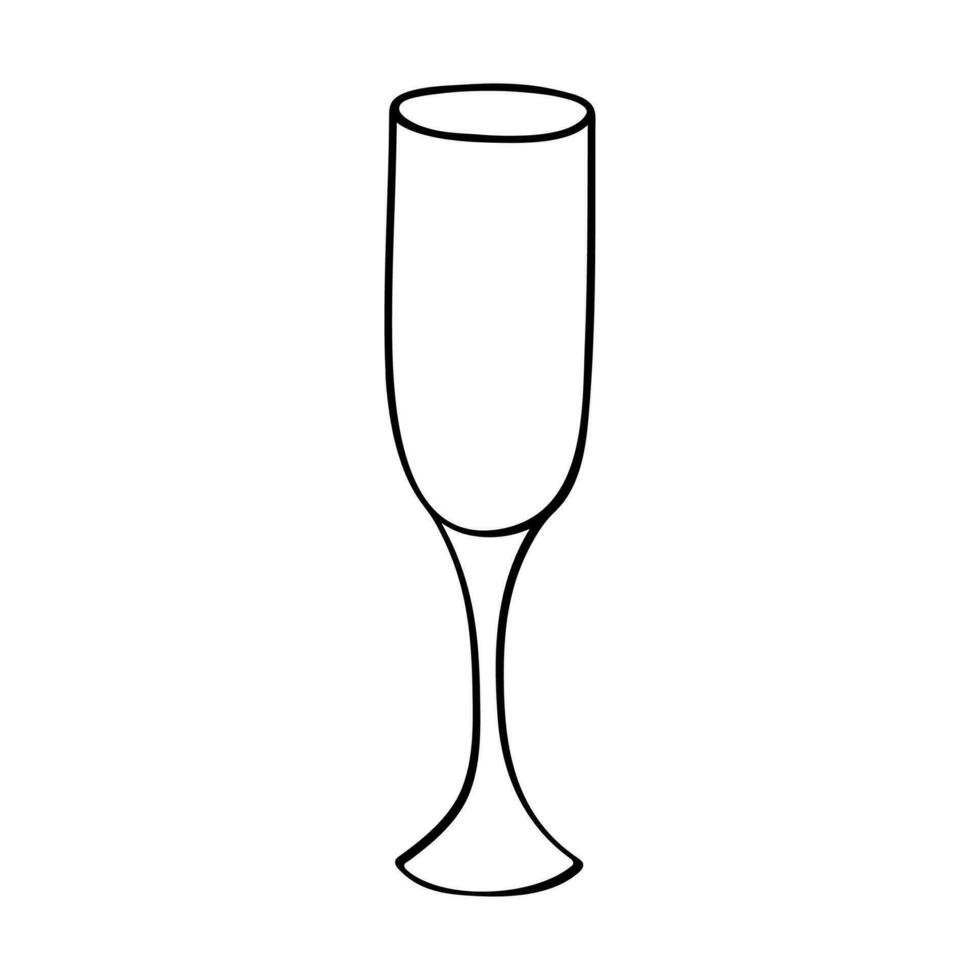 hand- getrokken Champagne glas illustratie. wijn drinken clip art in tekening stijl. single element voor ontwerp vector