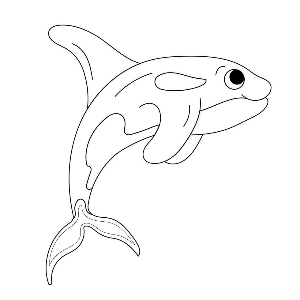 geïsoleerd tekening moordenaar walvis zwart lijn. schets vector illustratie icoon zee dieren. oceaan bewoner