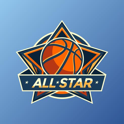 alle sterren basketbal logo vector