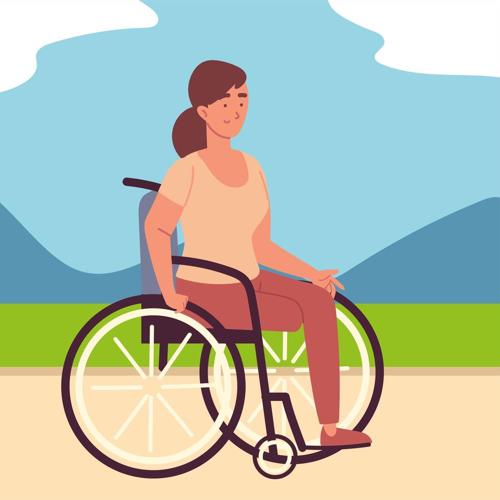 gehandicapte vrouw in rolstoel vector