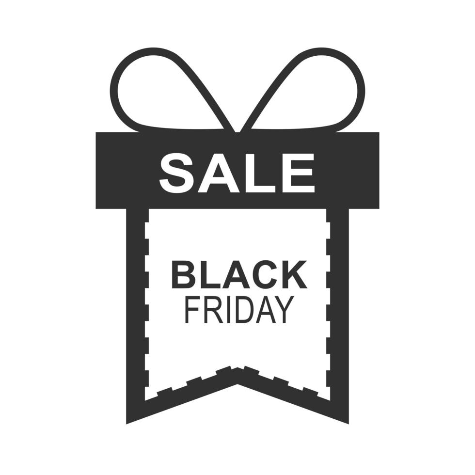 zwarte vrijdag verkoop cadeau vormige lint sticker evenement pictogram silhouet stijl vector