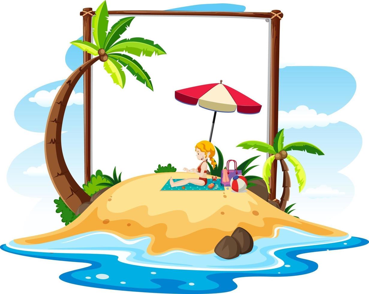 zomer strand thema met lege banner geïsoleerd op een witte achtergrond vector