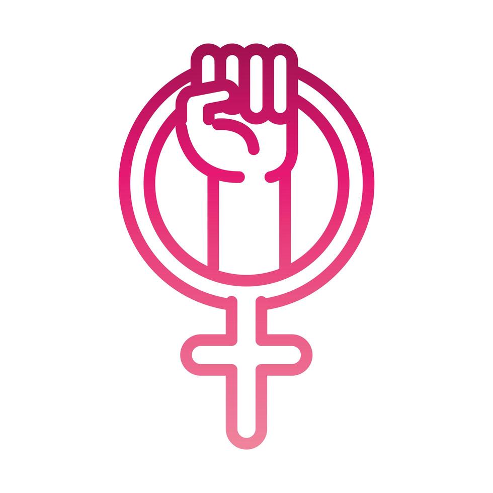 feminisme beweging pictogram symbool van vrouwelijk geslacht opgeheven hand rechten gradiënt stijl vector