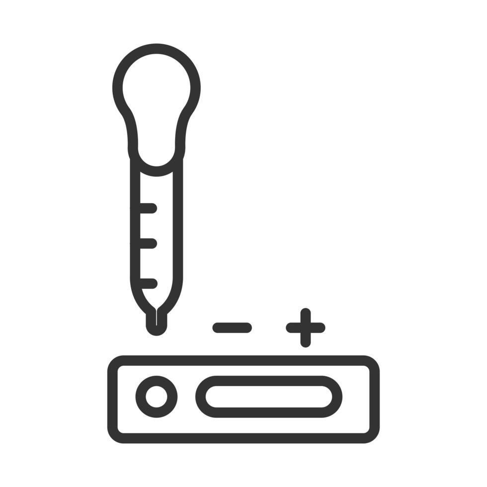 coronavirus covid19 diagnostiek onderzoek thermometer testen temperatuur lijn pictogram ontwerp vector