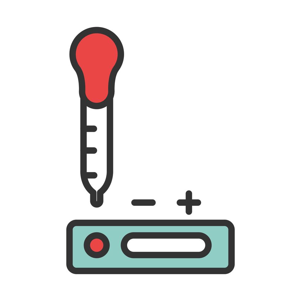 coronavirus covid19 diagnostiek onderzoek thermometer testen temperatuur lijn en vulling vector