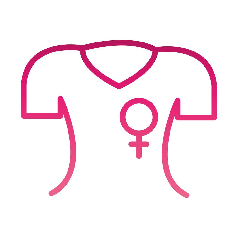 feminisme beweging pictogram shirt met gender teken vrouwelijke rechten gradiënt stijl vector
