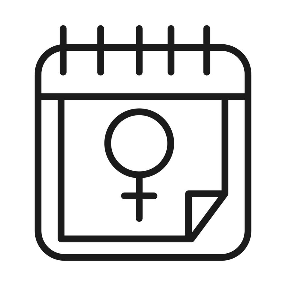 feminisme beweging pictogram kalender geslacht teken vrouwelijke rechten pictogram lijnstijl vector