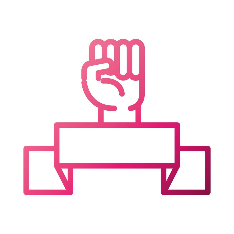 feminisme beweging pictogram opgeheven hand embleem macht vrouwelijke rechten verloop stijl vector