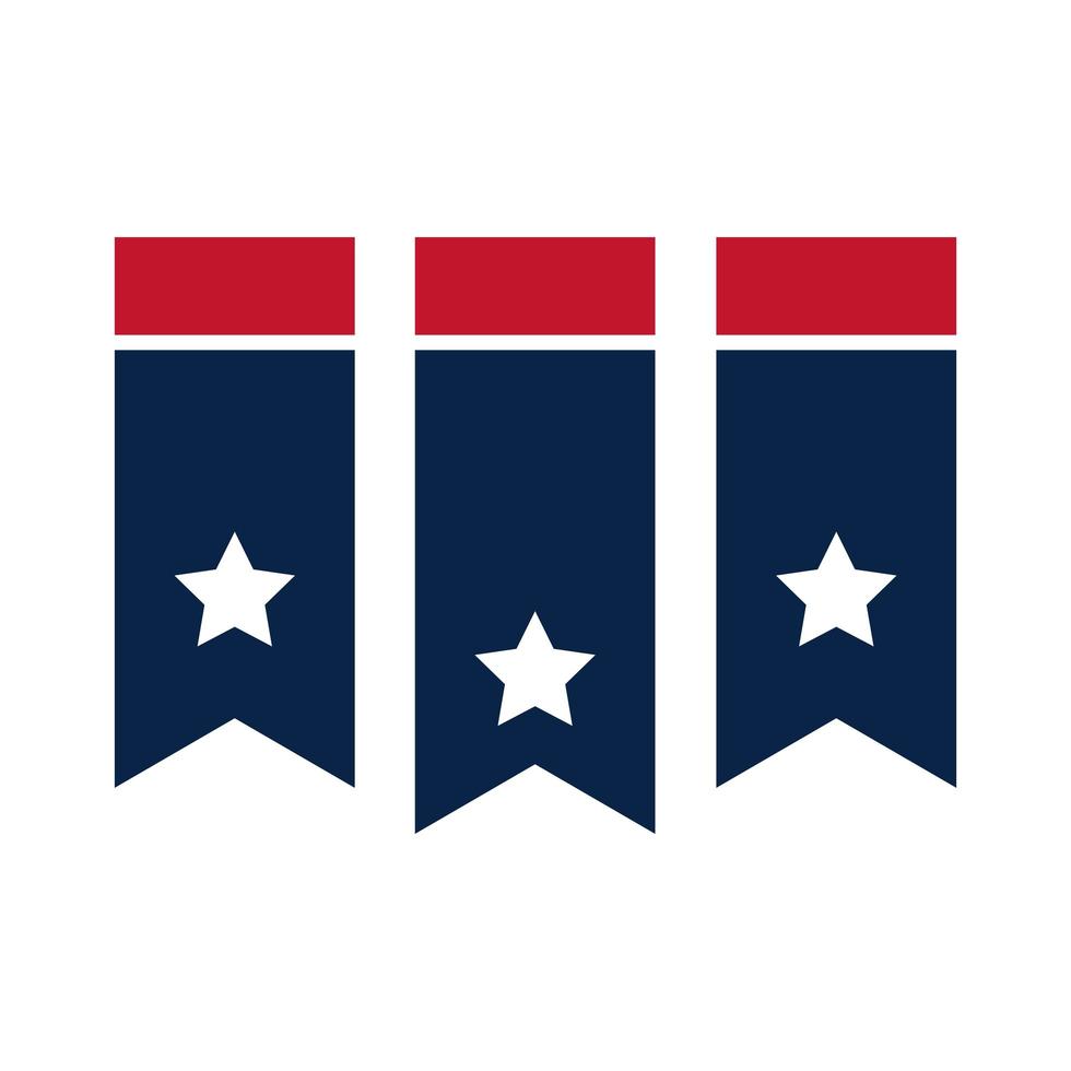 Verenigde Staten verkiezingen vlag amerikaanse hangers decoratie politieke verkiezingscampagne platte pictogram ontwerp vector
