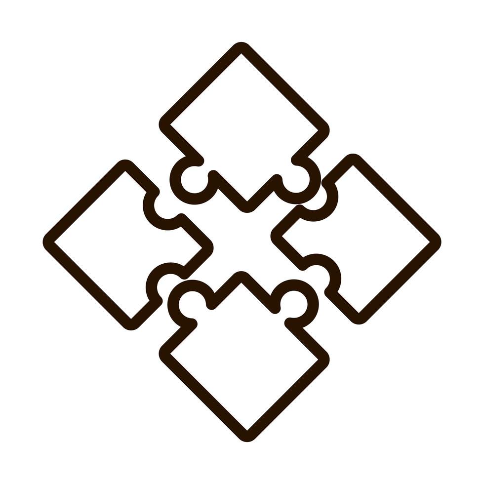 puzzels puzzelstukjes verbinding lijn pictogram geïsoleerd ontwerp vector