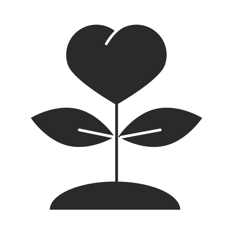 plant vormige hart liefde liefdadigheid donatie silhouet icoon vector