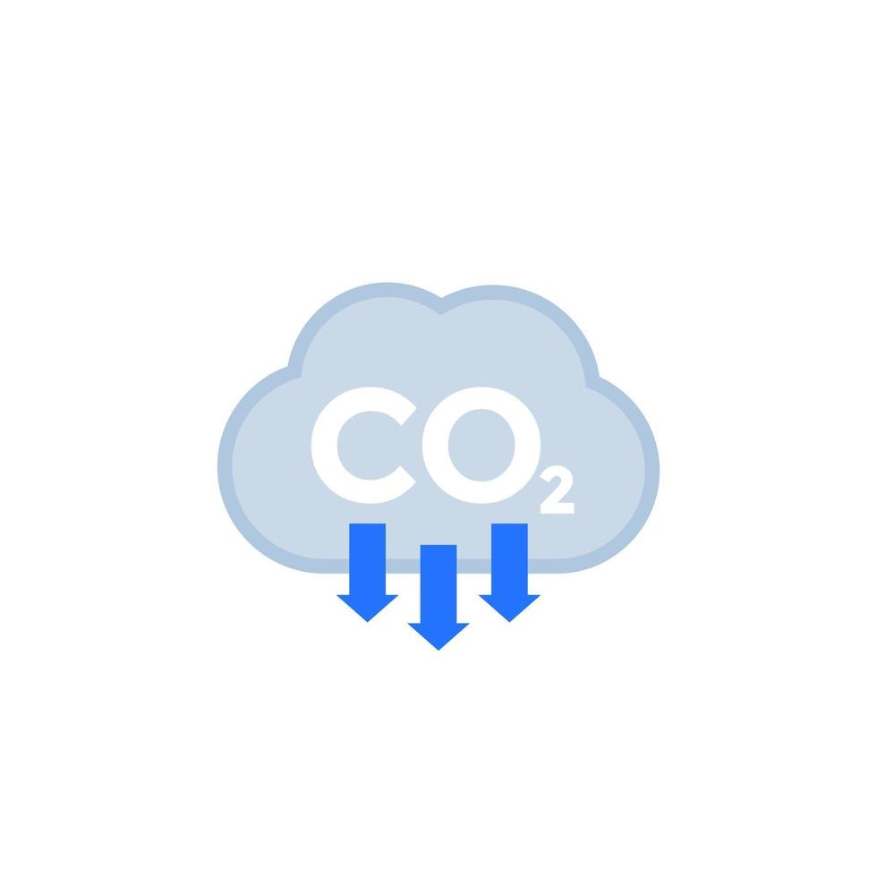 co2, uitstoot van kooldioxide, uitstoot verminderen icoon vector