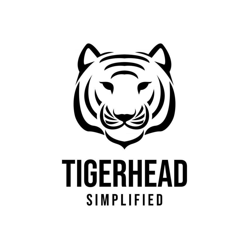 premium tijger hoofd vector zwart logo pictogram illustratie ontwerp