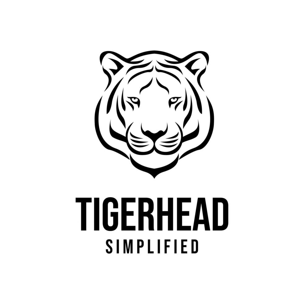 premium tijger hoofd vector zwart logo pictogram illustratie ontwerp
