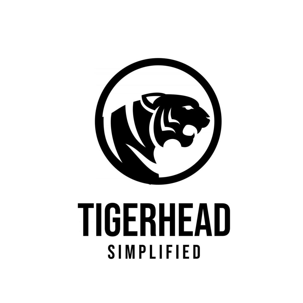 premium tijger hoofd vector zwart logo pictogram illustratie ontwerp