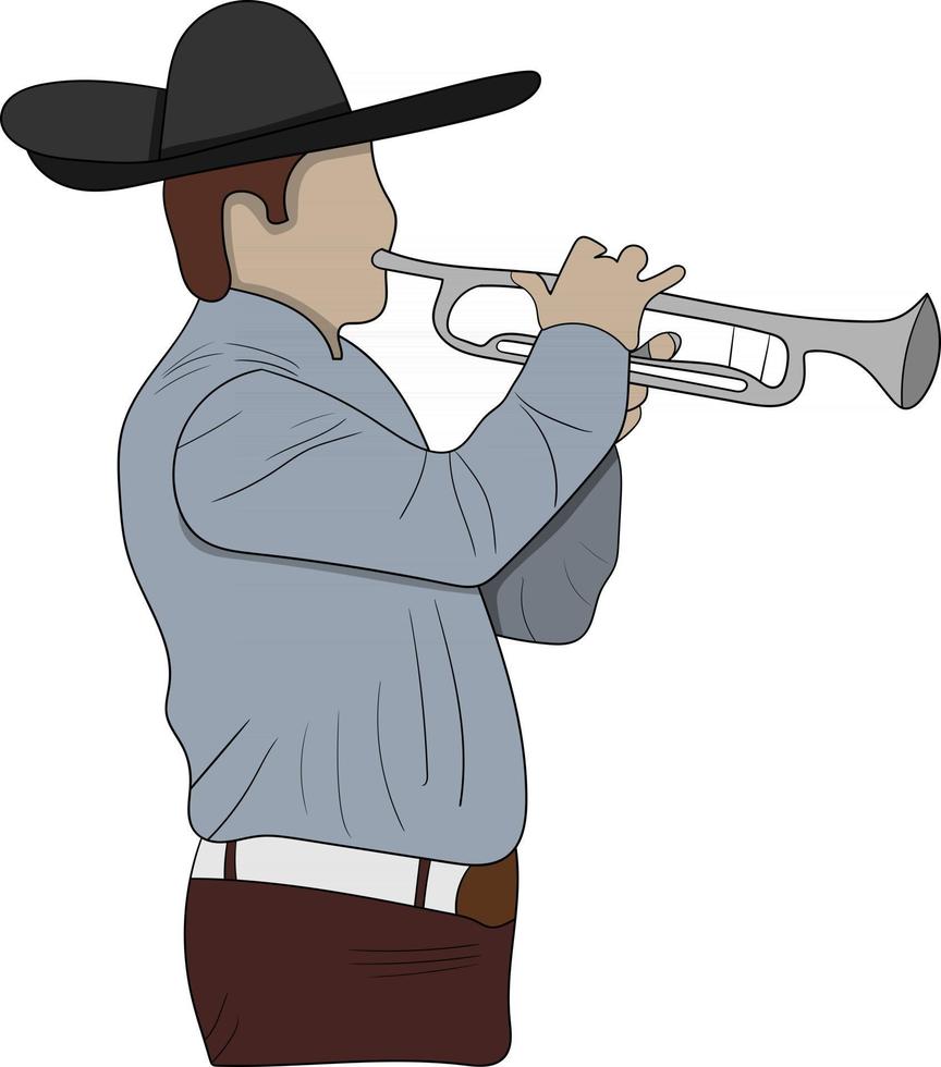 cinco de mayo platte karakter man met zijn trompet perfect voor ontwerpproject vector