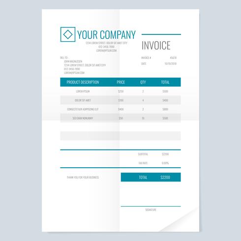 Minimalistisch factuursjabloonontwerp voor uw bedrijf vector