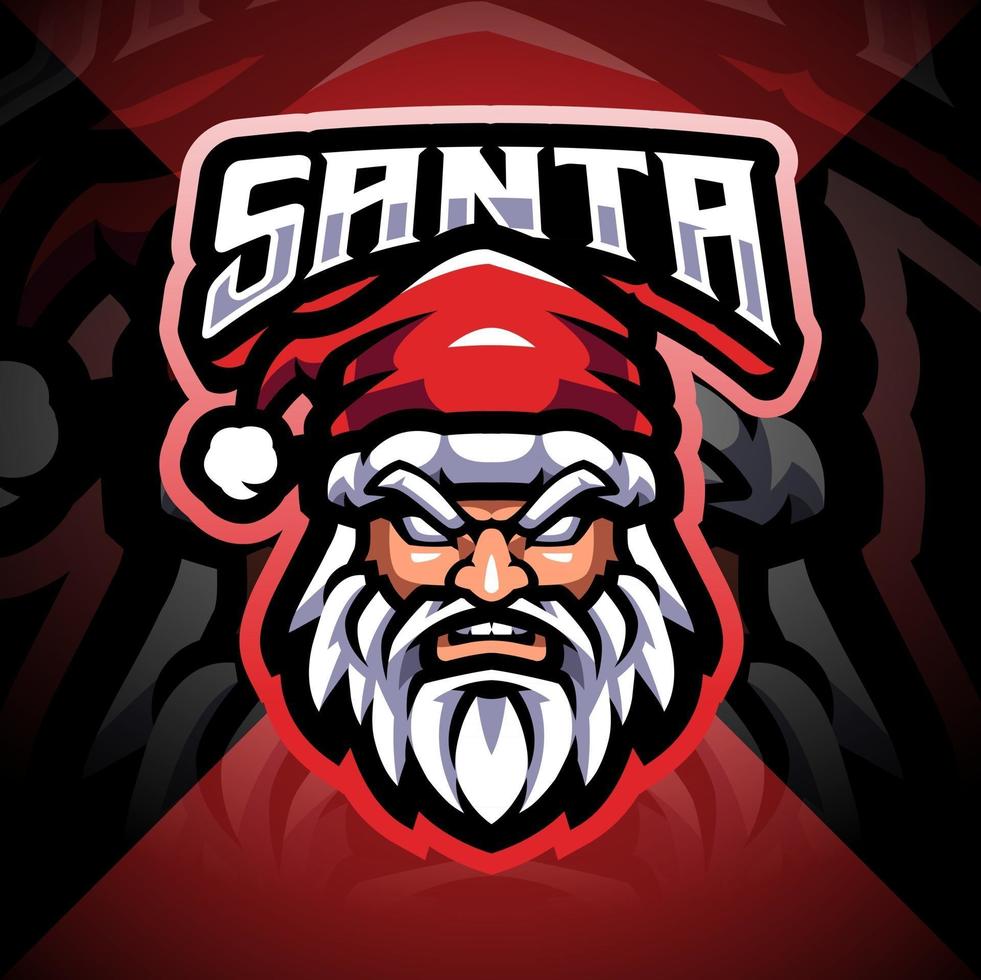 Kerstman hoofd esport mascotte logo ontwerp vector