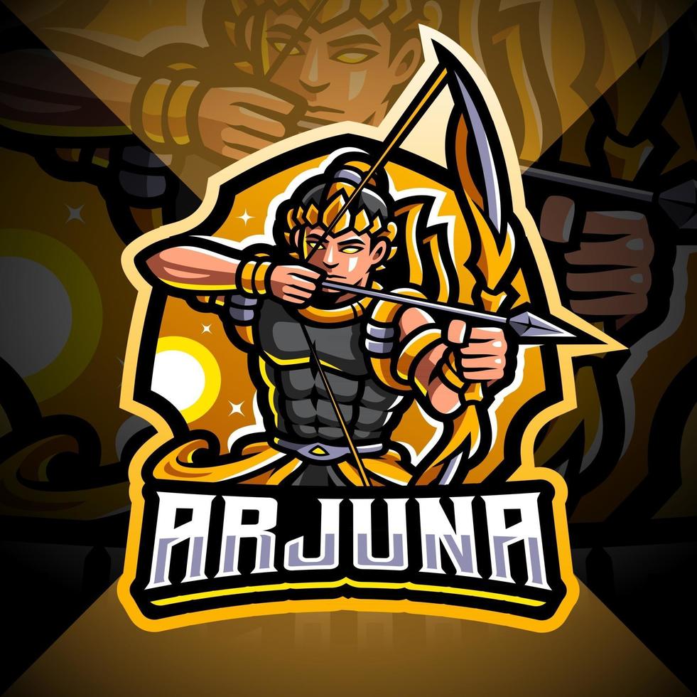 arjuna archer esport mascotte logo ontwerp vector