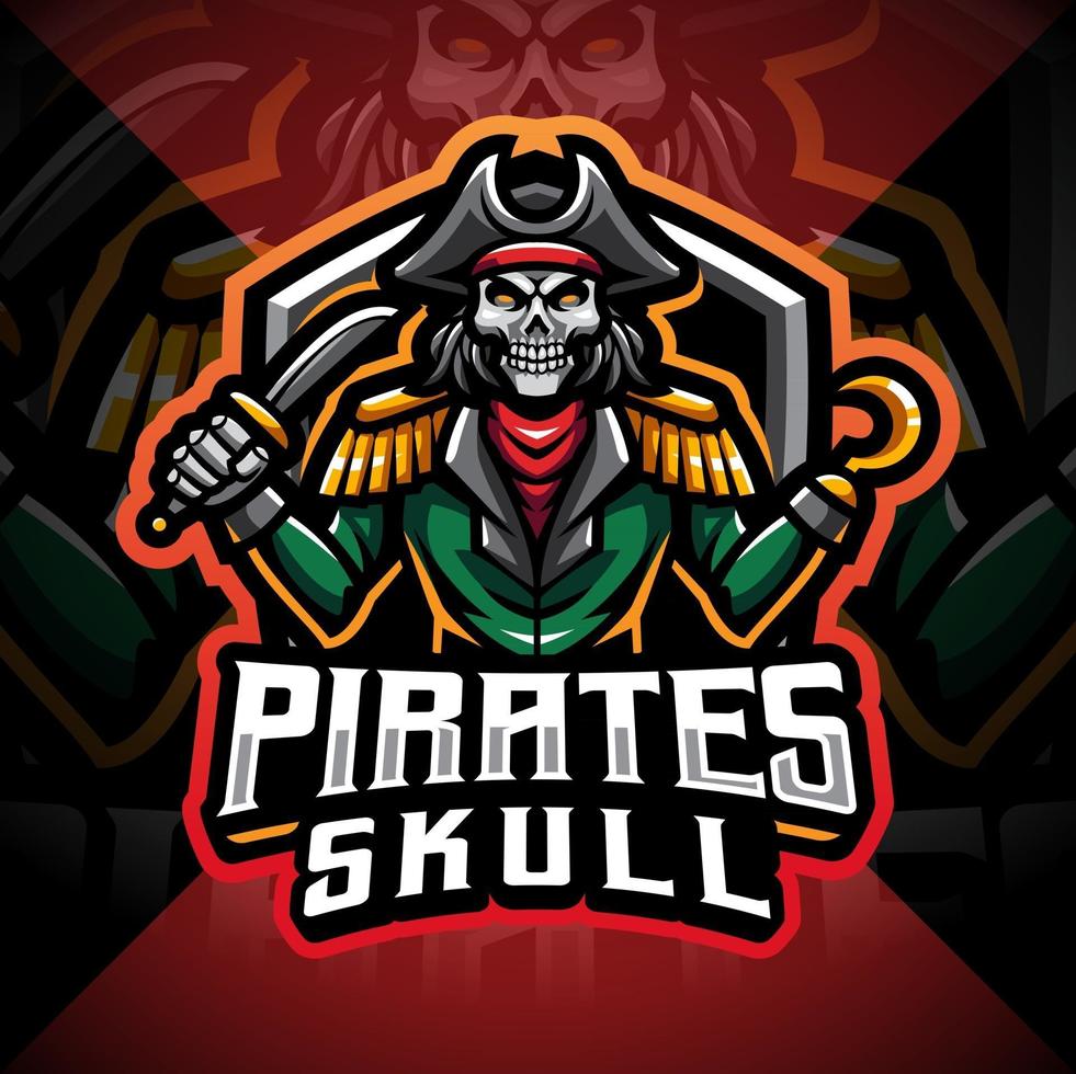 schedel piraten mascotte gaming logo ontwerp vector