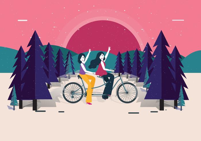 tandem fiets vol 2 vector