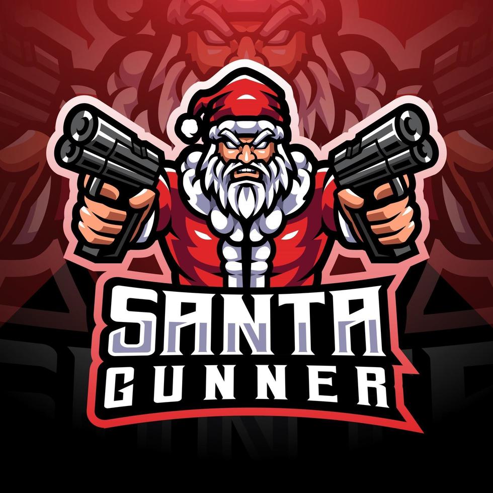 santa gunner esport mascotte logo ontwerp vector