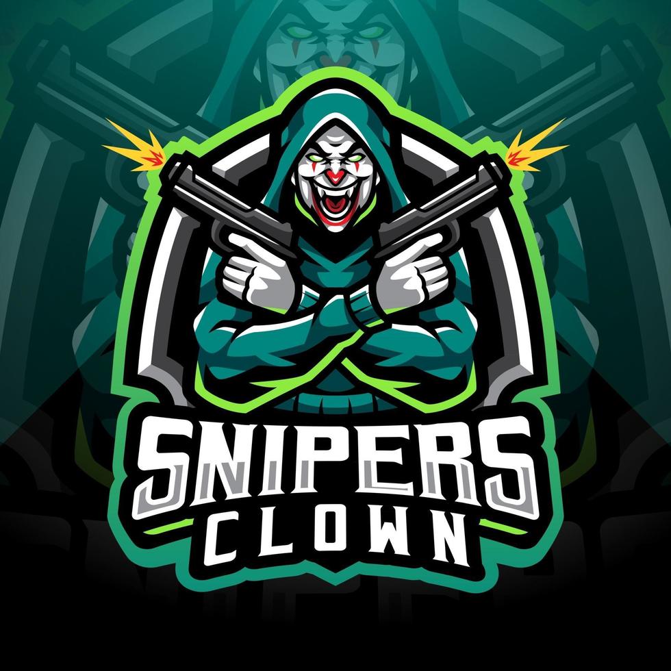 sluipschutters clown esport mascotte logo ontwerp vector