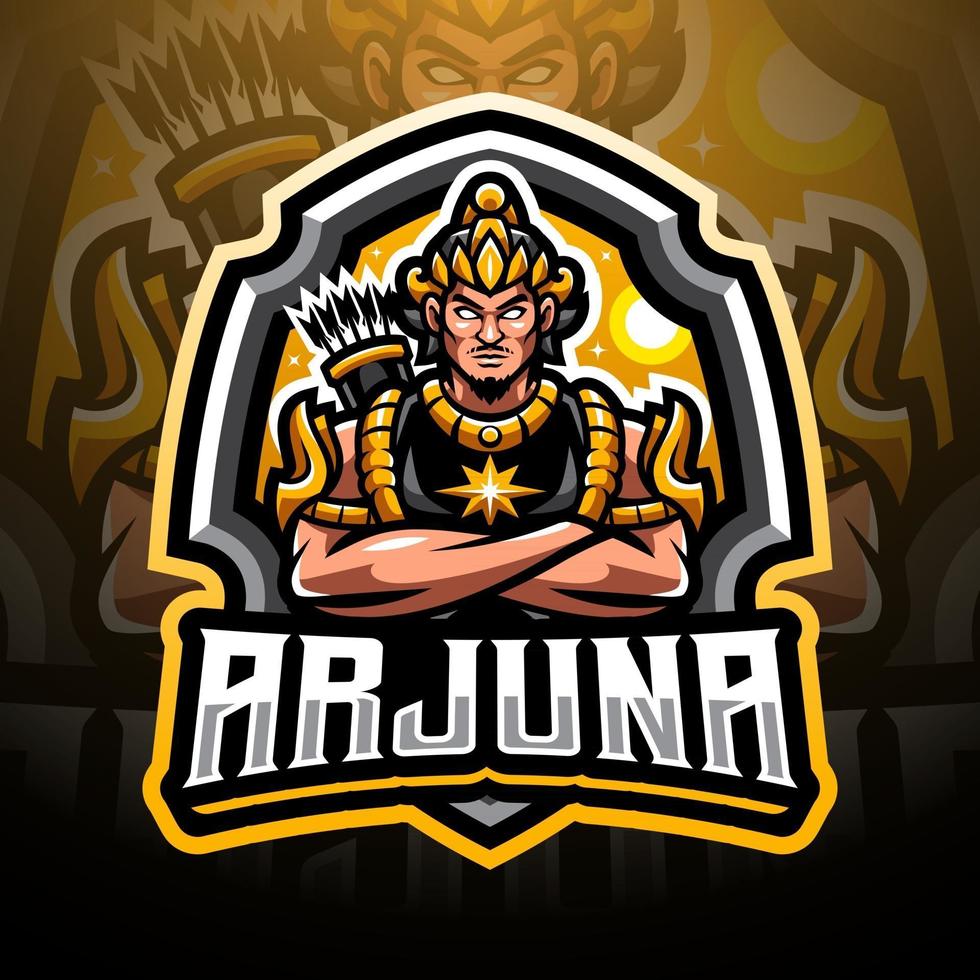 arjuna esport mascotte logo ontwerp vector