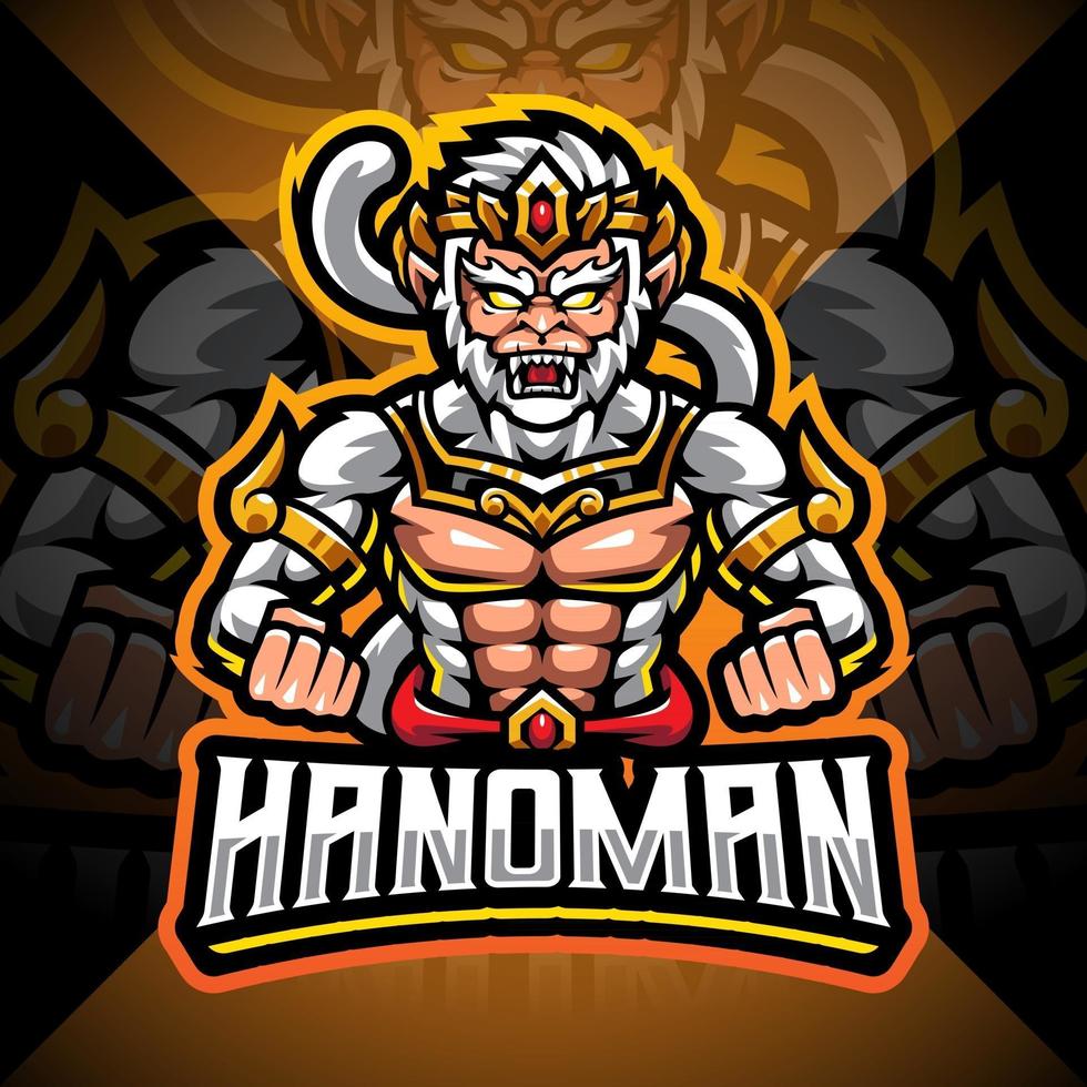 hanoman esport mascotte logo ontwerp vector