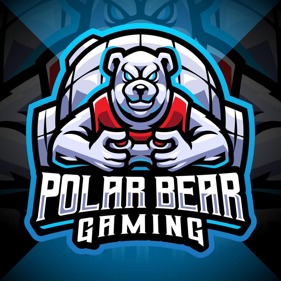 ijsbeer gaming esport mascotte logo ontwerp vector