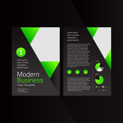Zwart Groen Zeshoekig Modern Bedrijf Flyer Template vector