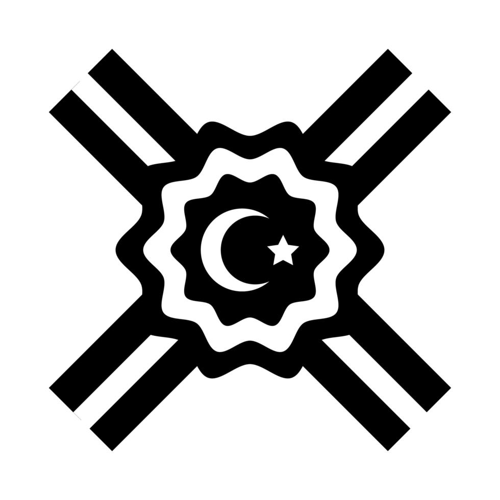 cumhuriyet bayrami maan en ster symbool in kant silhouet stijl vector