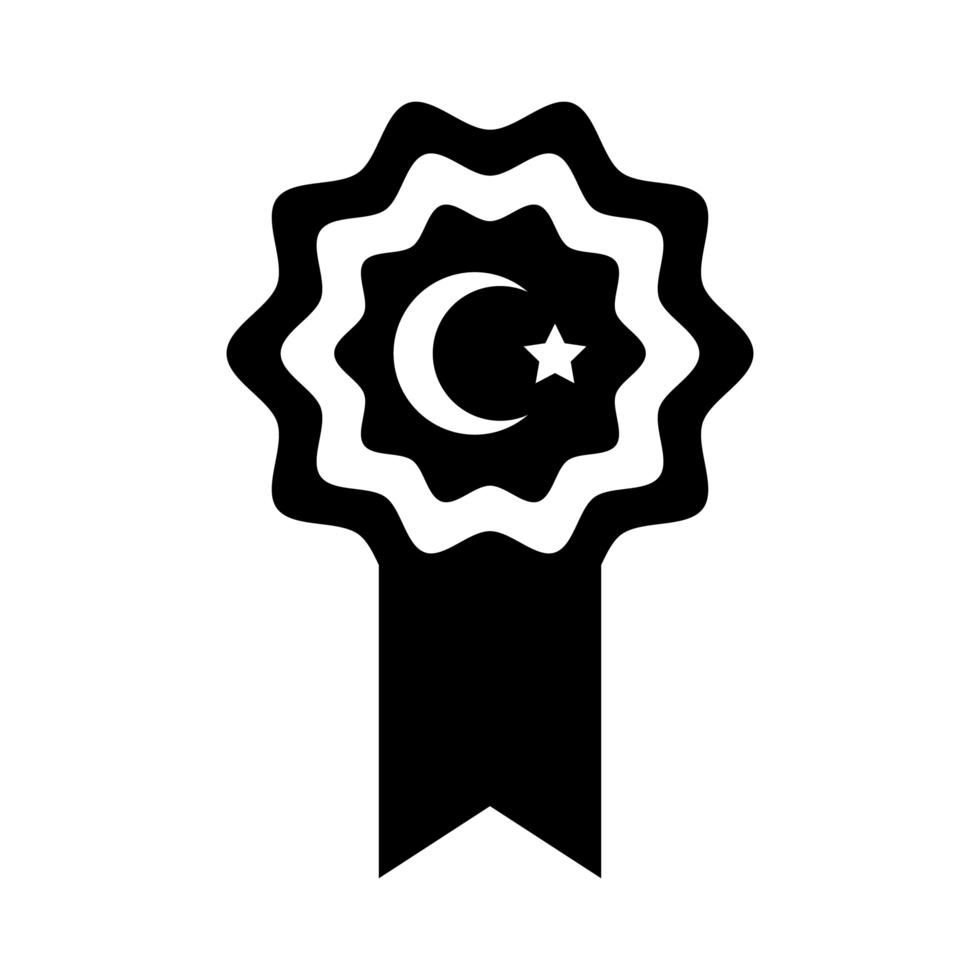 cumhuriyet bayrami maan en ster symbool in medaille lint silhouet stijl vector