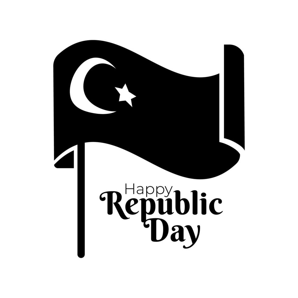 cumhuriyet bayrami-vieringsdag met paal en turkije vlag silhouetstijl vector