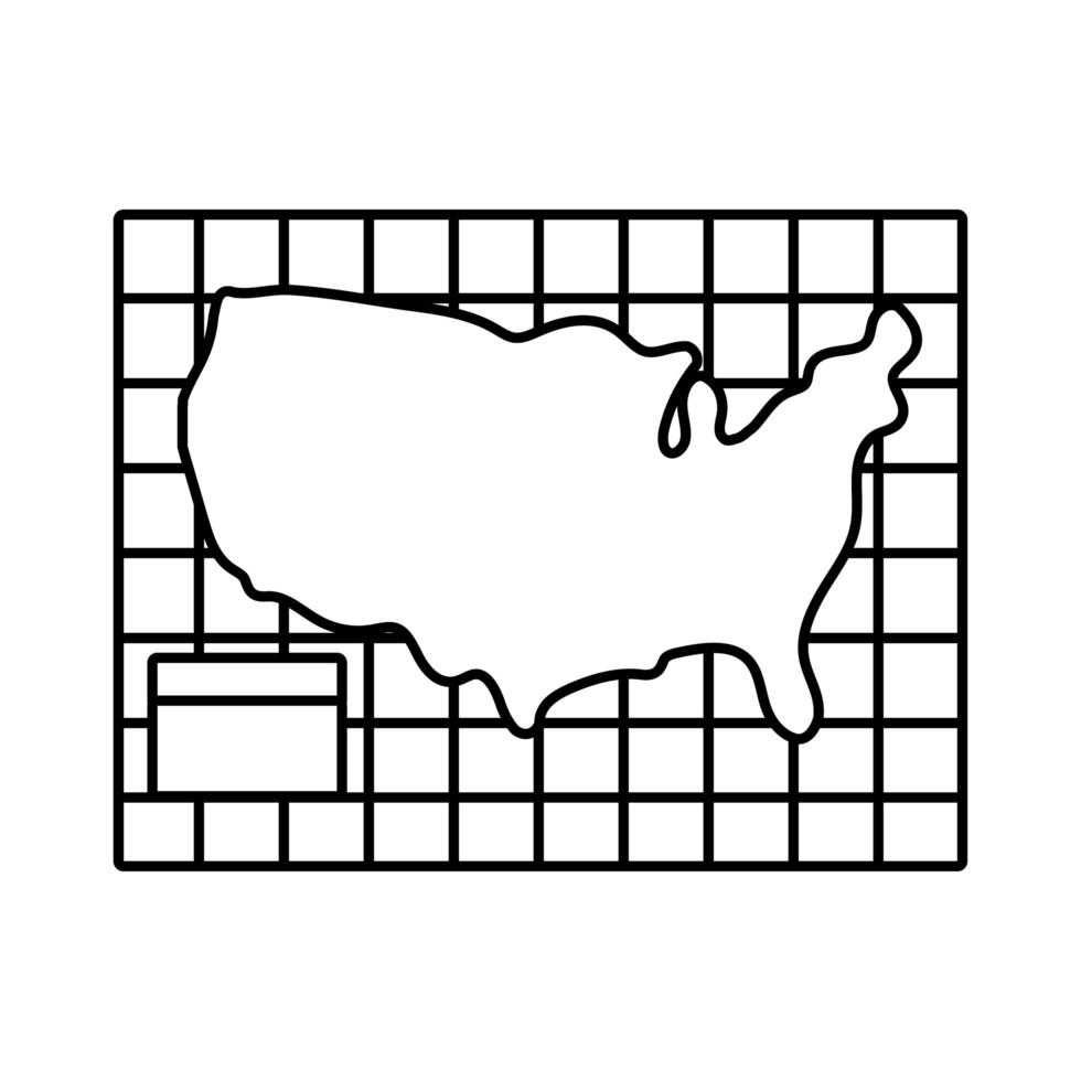 verenigde staten van amerika in papieren kaart columbus dag lijnstijl vector