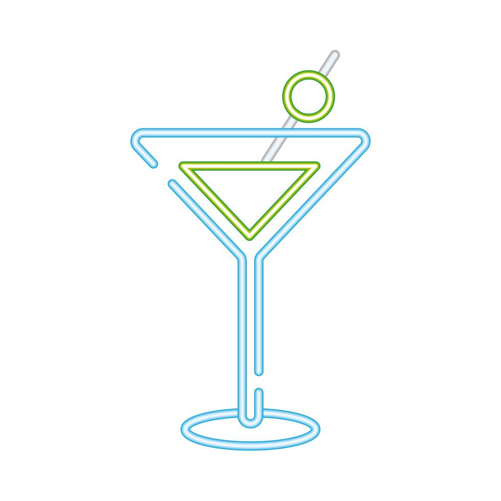 cocktailbeker drinken neon stijlicoon vector