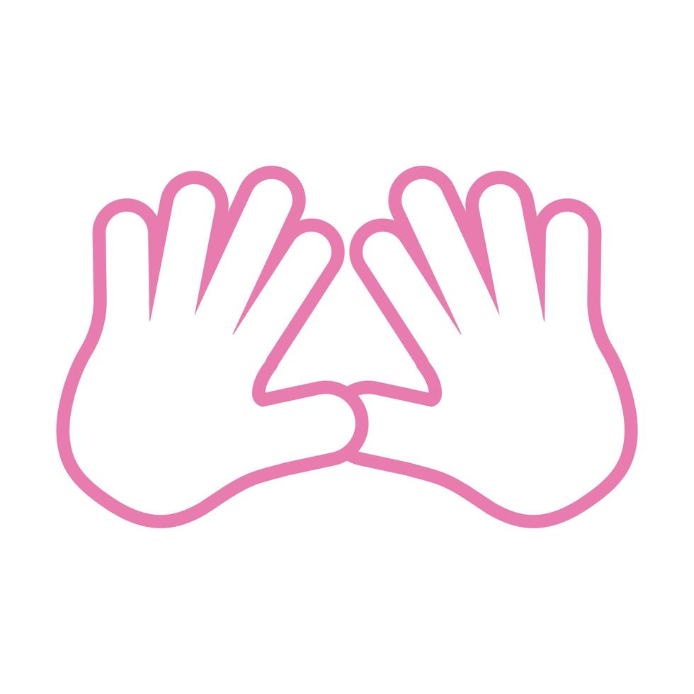 handen menselijk stop roze lijn stijlicoon vector