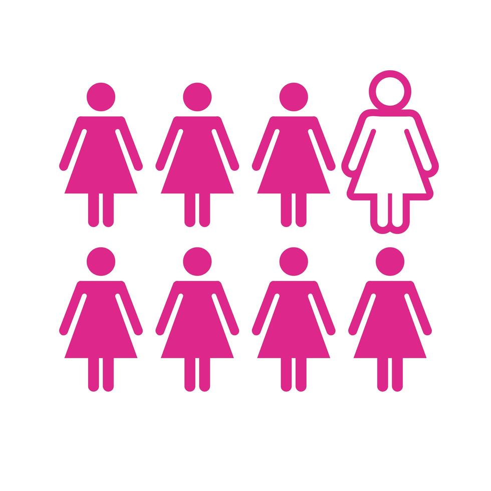 roze vrouwen cijfers silhouet stijlicoon vector