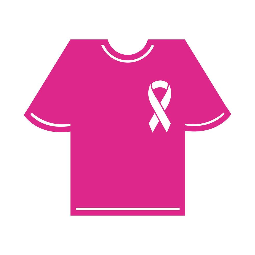 shirt met roze lint borstkanker silhouet stijlicoon vector