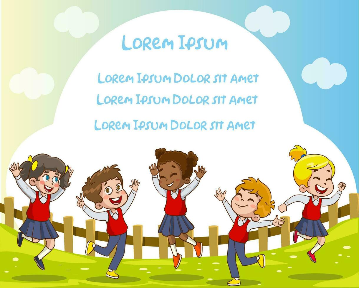 kinderen leerling tekening in de park vector illustratie met plaats voor uw tekst.