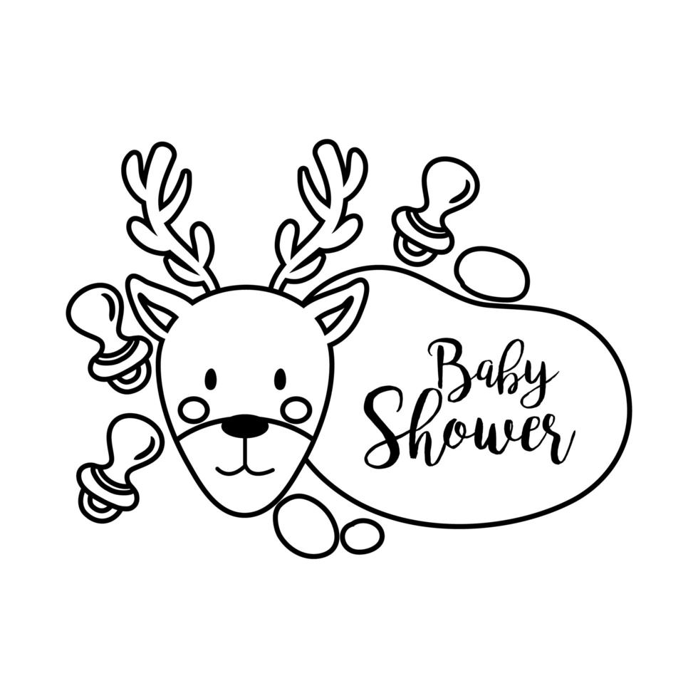 baby shower belettering met rendieren lijnstijl vector
