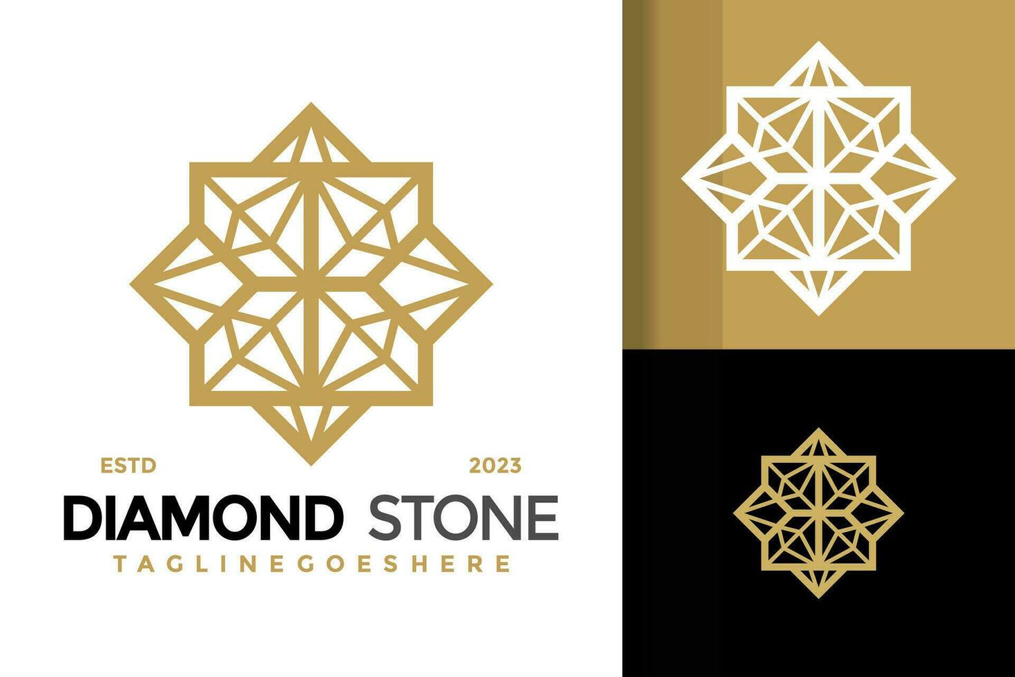 gouden diamant sieraden logo ontwerp vector symbool icoon illustratie