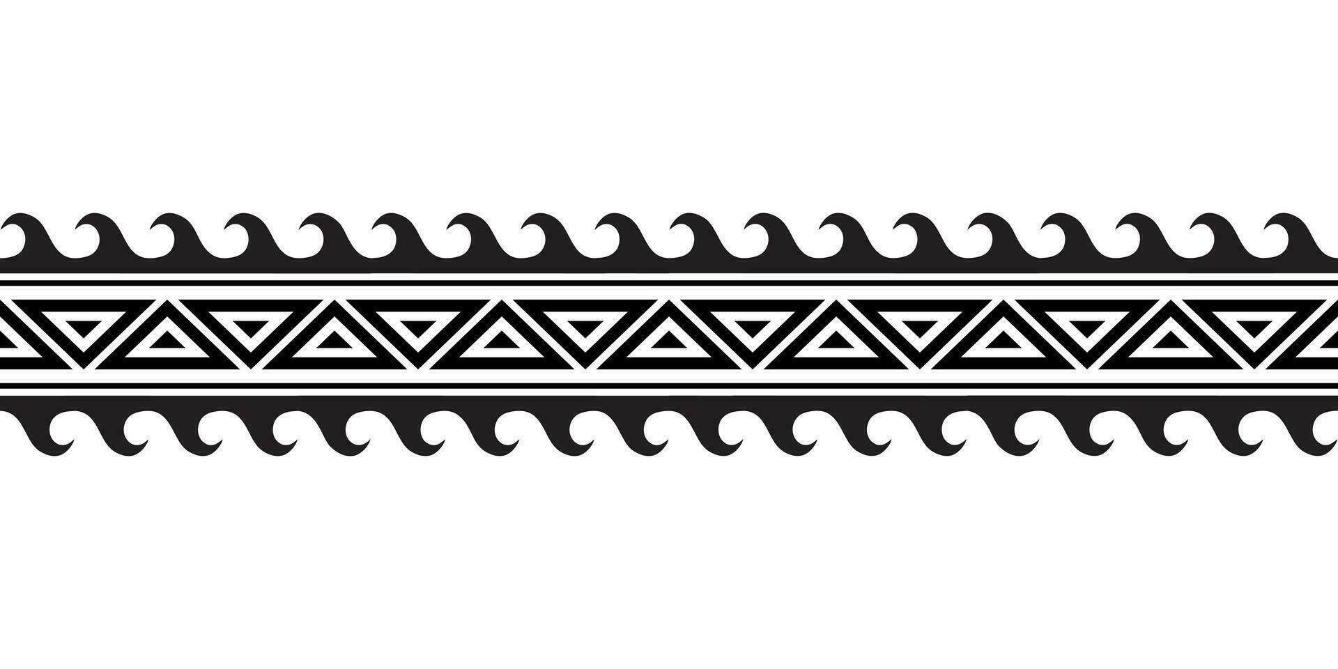 Maori polynesisch tatoeëren armband. tribal mouw naadloos patroon vector. samoa grens tatoeëren ontwerp voor arm of voet. armband tatoeëren stam. band kleding stof naadloos ornament geïsoleerd Aan wit achtergrond vector