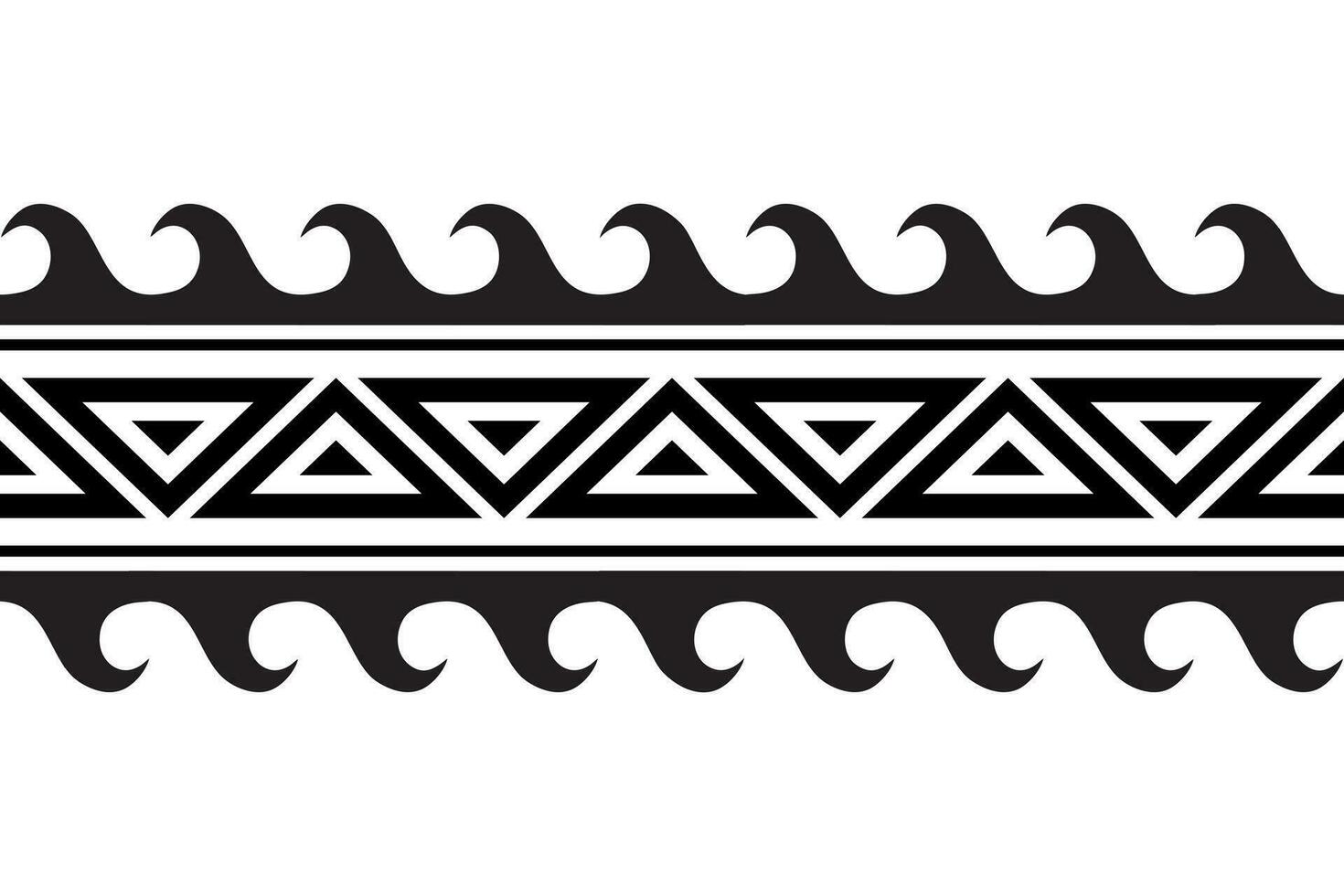 Maori polynesisch tatoeëren armband. tribal mouw naadloos patroon vector. samoa grens tatoeëren ontwerp voor arm of voet. armband tatoeëren stam. band kleding stof naadloos ornament geïsoleerd Aan wit achtergrond vector