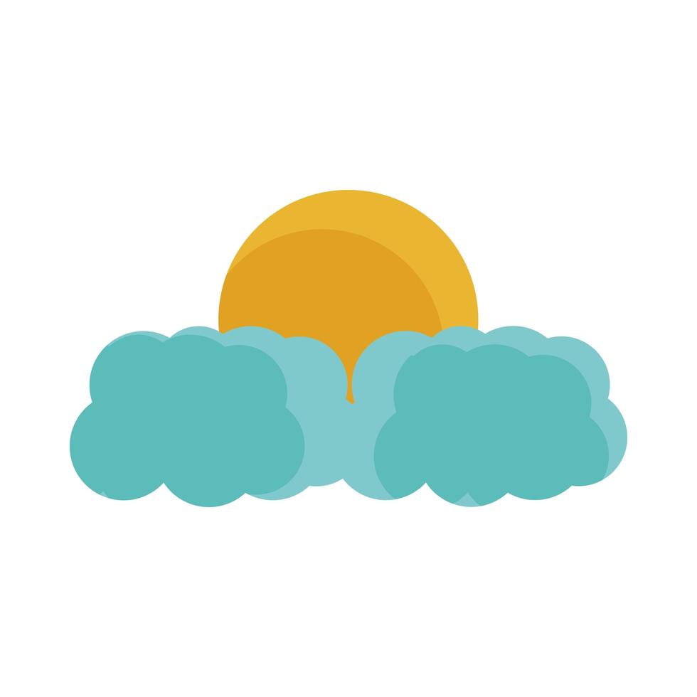 zon wolken weer sky flat icoon met schaduw vector